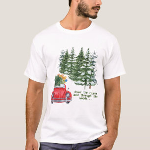 Rode auto vakantie door het bos t-shirt