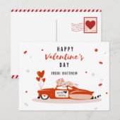 Rode auto Valentijnsdag Kaart Kinder hartballonnen (Voorkant / Achterkant)