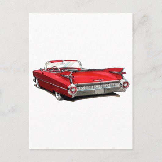 Rode auto van 1959, Cadillac Briefkaart (Voorkant)