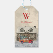 Rode auto van uw kind van de Kerstman Cadeaulabel (Voorkant)