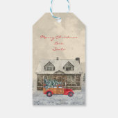 Rode auto van uw kind van de Kerstman Cadeaulabel (Achterkant)