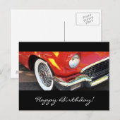 Rode auto - verjaardag briefkaart (Voorkant / Achterkant)