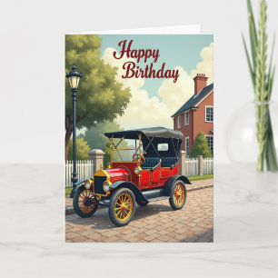 Rode Auto Verjaardagskaart Kaart