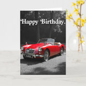 Rode Auto Verjaardagskaart Kaart (Gele Bloem)