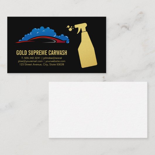 Rode Auto Water Bubble Splash | Auto-service Visitekaartje (Voorkant / Achterkant)