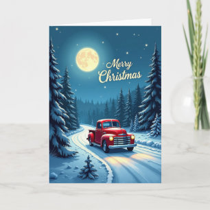 Rode Auto Winter Nacht Kaart