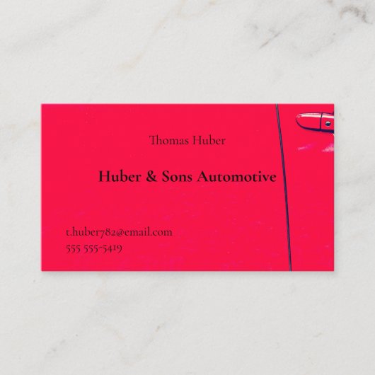 Rode autodeur visitekaartje (Voorkant)