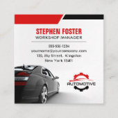 Rode Automobiel Auto Reparatie Auto-onderdelen Vierkante Visitekaartje (Voorkant)