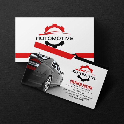 Rode Automobiel Auto Reparatie Auto-onderdelen Visitekaartje