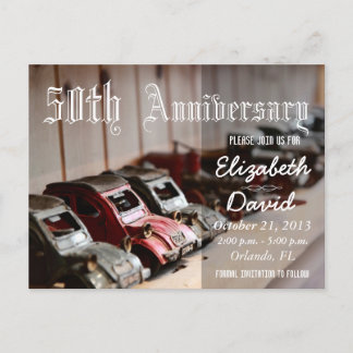 rode auto's 50e Jubileum Aankondigingskaart