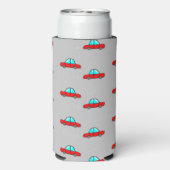 Rode auto's op grijs seltzer blikjeskoeler (Seltzer Achterkant)