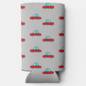 Rode auto's op grijs seltzer blikjeskoeler (Achterkant)