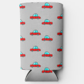 Rode auto's op grijs seltzer blikjeskoeler (Voorkant)