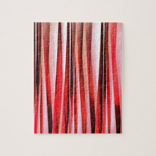 Rode Avontuur Gestreepte Abstracte Patroon Legpuzzel