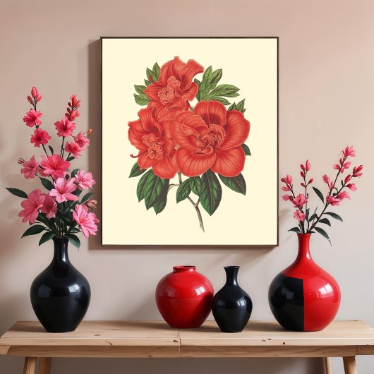 Rode Azalea botanische illustratie Poster