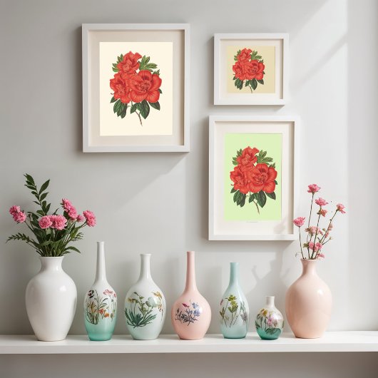 Rode Azalea botanische illustratie Poster