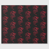 Rode Aziatische Draak   Cadeaupapier (Vlak)