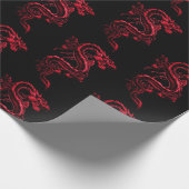 Rode Aziatische Draak   Cadeaupapier (Hoek)