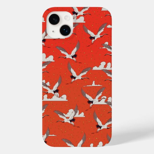 Rode Aziatische Kraanpatroon Case-Mate iPhone Case (Achterkant)