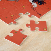 Rode Aziatische Kraanpatroon Legpuzzel (Zijkant)