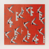 Rode Aziatische Kraanpatroon Legpuzzel (Horizontaal)