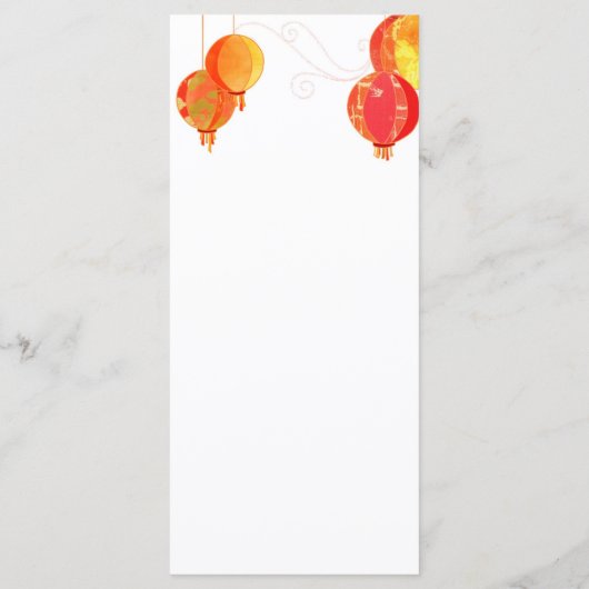 Rode Aziatische lantaarns witte bruiloft receptie  Menu (Achterkant)