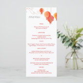 Rode Aziatische lantaarns witte bruiloft receptie  Menu (Staand voorkant)