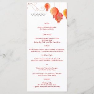 Rode Aziatische lantaarns witte bruiloft receptie Menu