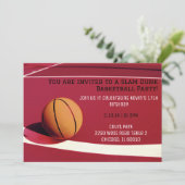 Rode baan basketbal partij uitnodiging (Staand voorkant)