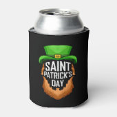 Rode baard en groen Pet Logo voor St Patricks Day Blikjeskoeler (Blikje Voorkant)