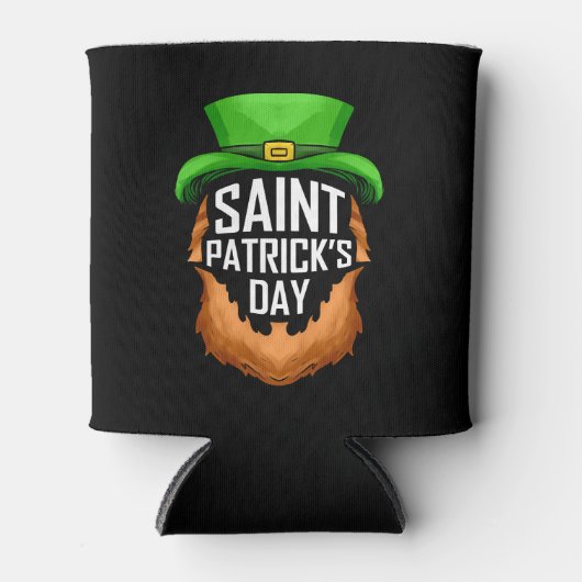 Rode baard en groen Pet Logo voor St Patricks Day Blikjeskoeler (Voorkant)