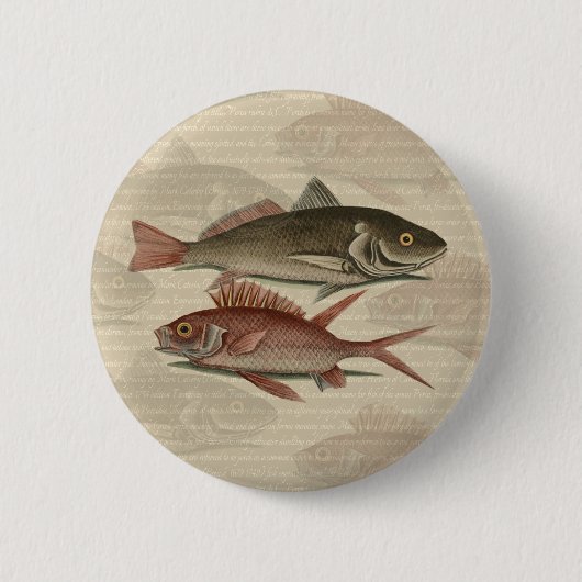 Rode Baars Visser Kunst Ronde Button 5,7 Cm (Voorkant)