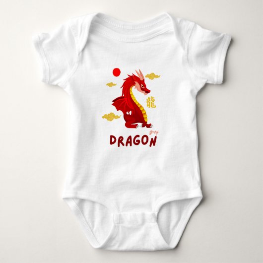 Rode Baby Dragon 2024 Romper (Voorkant)