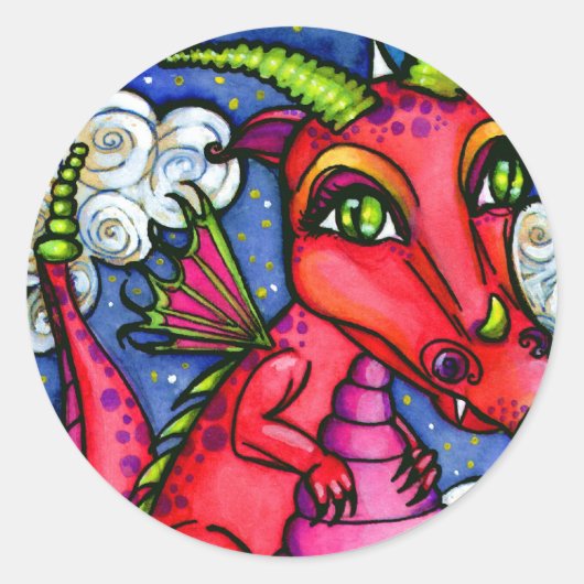Rode Baby Dragon Leuke Dier Sticker Blad (Voorkant)