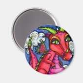 Rode Baby Dragon Super leuke magneet (Voorkant / Achterkant)