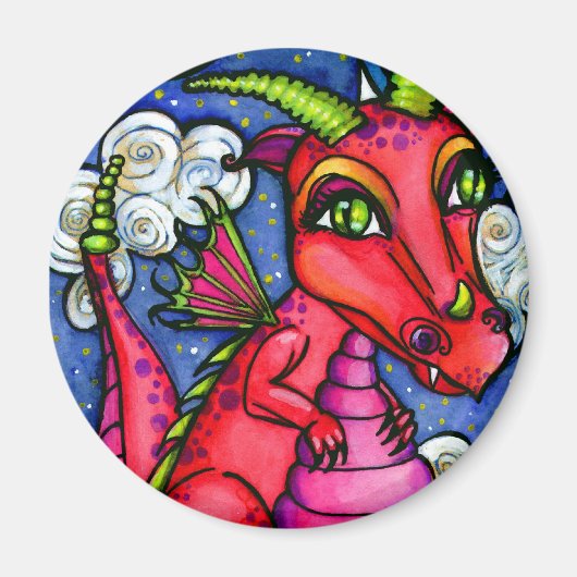 Rode Baby Dragon Super leuke magneet (Voorkant)