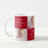 Rode Baby Eerste Kerst Grootouders 2 Fotonaam Koffiemok (Links)