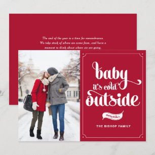 Rode Baby Het is Koud Buiten Script Kerstfoto Feestdagenkaart