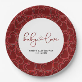 Rode Baby Love Valentijnsdag Baby shower Papieren Bordje