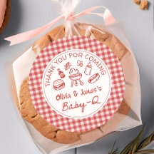 Rode Baby Q Achtertuin BBQ Baby Shower Sticker