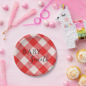 Rode Baby Q Baby shower Barbecue BBQ Papieren Bordje (Feest)