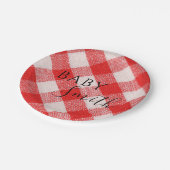 Rode Baby Q Baby shower Barbecue BBQ Papieren Bordje (Gekanteld)