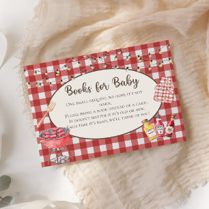Rode Baby-Q baby shower Boeken voor Baby Informatiekaartje