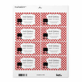 Rode Baby-Q baby shower gunst of waterfles bbq Etiket (Full Sheet)