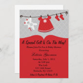 Rode Baby shower Kaart (Voorkant / Achterkant)