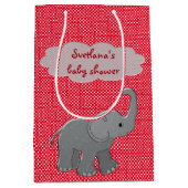 rode baby shower olifant medium cadeauzakje (Voorkant)