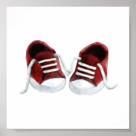 Rode Baby Sneakers Kunstafdrukken, Poster