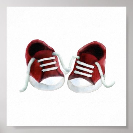 Rode Baby Sneakers Kunstafdrukken, Poster (Voorkant)