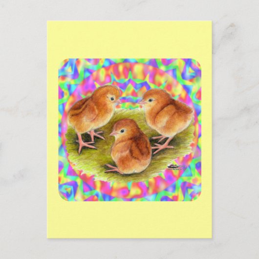 Rode babykuikens briefkaart (Voorkant)