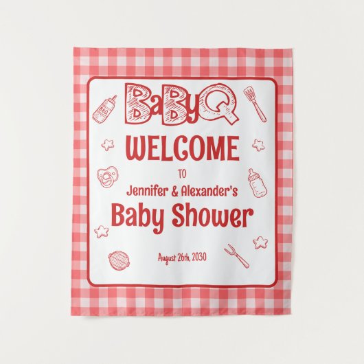 Rode BaByQ Baby Shower BBQ Wandkleed (Voorkant)